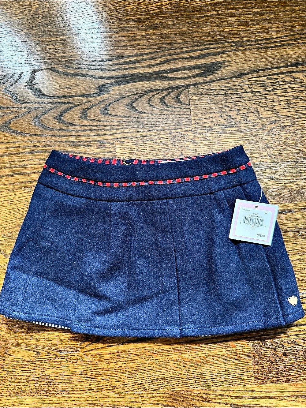 Juicy Couture Regal Pleated Skirt Pleated Mini Skirt in Blue & Red Size 3 NWT